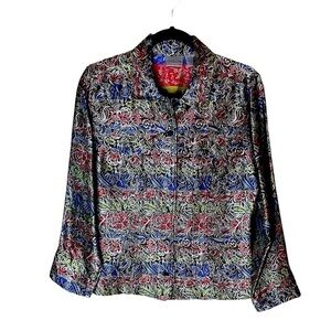 Chico’s Rainglow Alicia Jacket Blazer Black Red Blue Silver Green NWT Size‎ 1